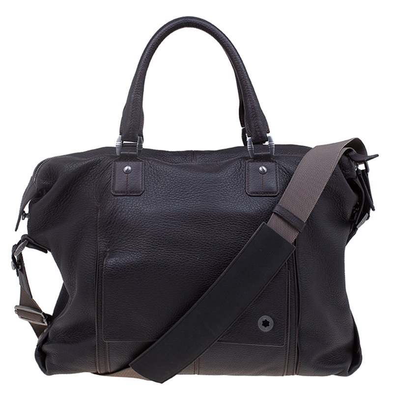 Montblanc Dark Brown Soft Grained Leather Meisterstuck Tote Montblanc ...