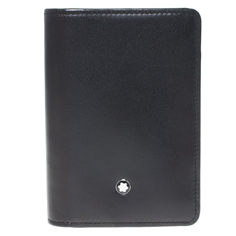 Pre Owned حافظة بطاقات مون بلان جلد سوداء