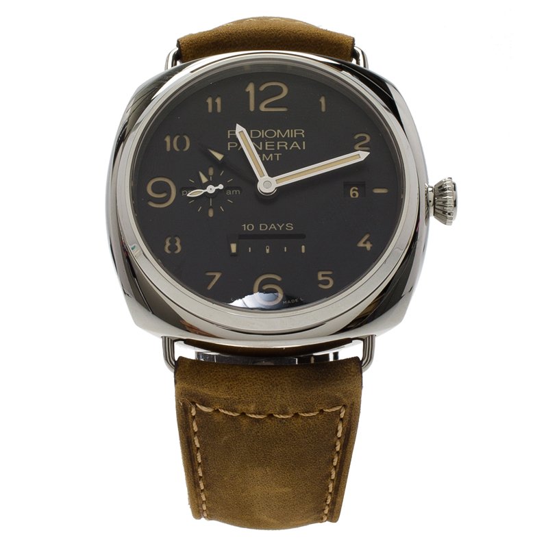 Panerai Black Stainless Steel Radiomir 10 Days GMT Limited Edition Men's Wristwatch 47MM