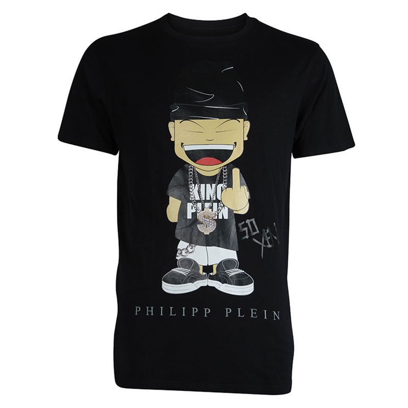 Philipp Plein Black King Plein Printed Crew Neck T-Shirt L