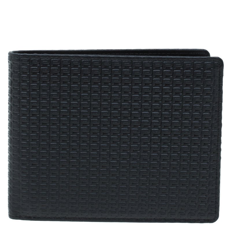 Pre Owned Porsche Design Black Logo Embossed Leather Bi-fold Wallet