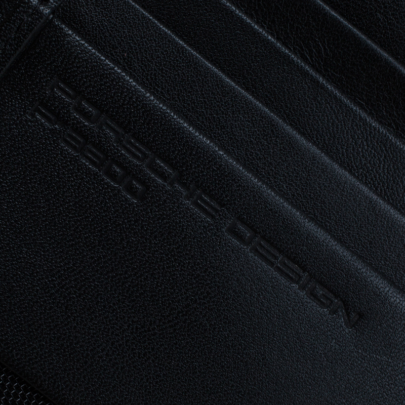 Pre Owned Porsche Design Black Logo Embossed Leather Bi-fold Wallet