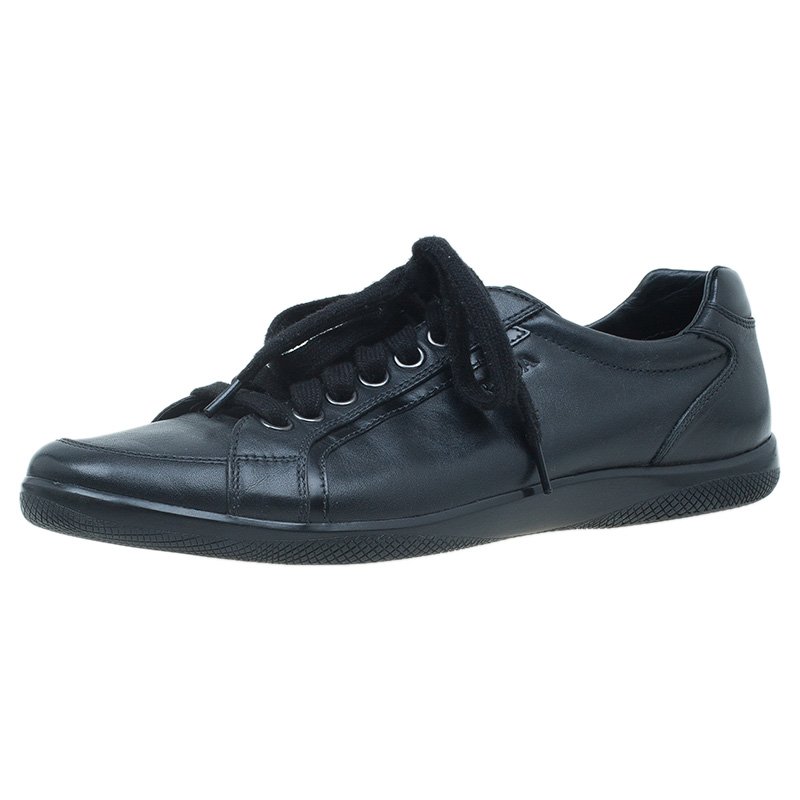 Pre Owned Prada Sport Black Leather Lace up Sneakers Size 41