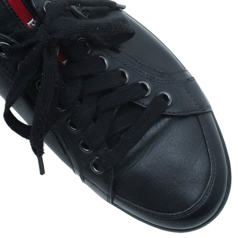 $620 EUC PRADA 41.5 US 8.5 BLACK PERFORATED LEATHER LACE-UP SNEAKERS SHOES  C6