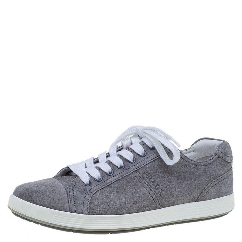 Prada Sport Grey Suede Lace Up Sneakers Size 42