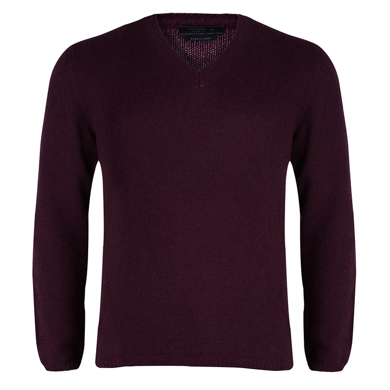 Pre Owned Prada Men's Burgundy Cashmere Sweater L
