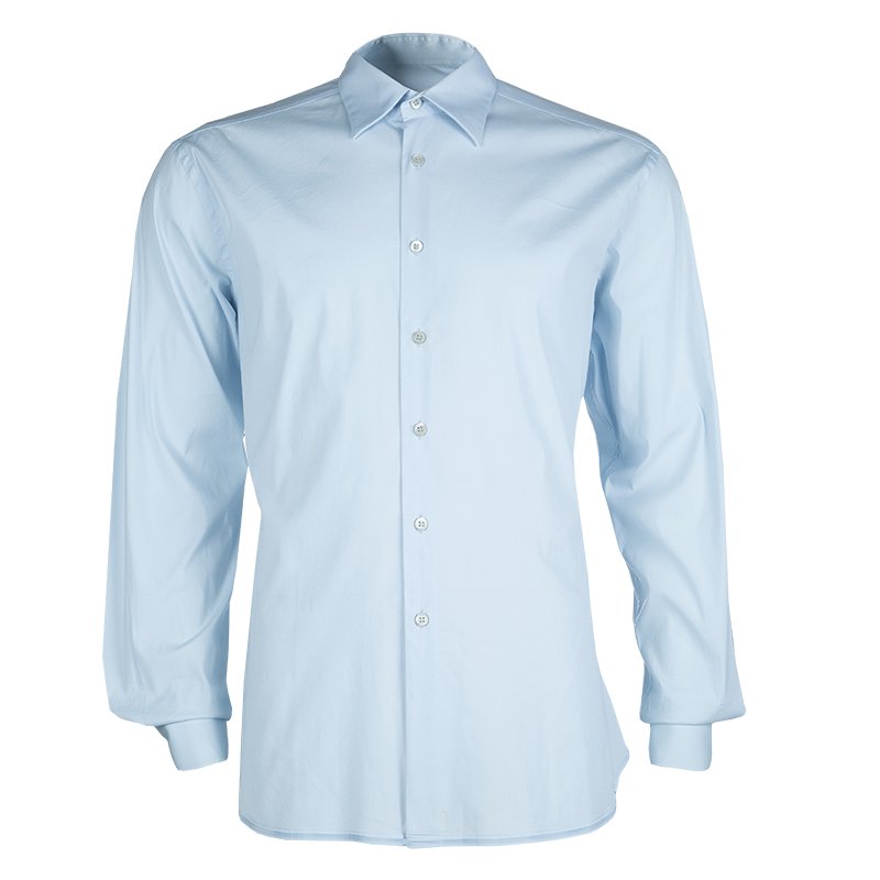 Pre Owned Prada Light Blue Long Sleeve Buttondown Shirt L