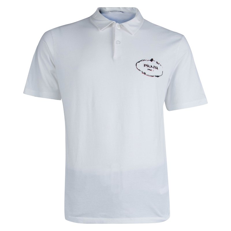 Prada White Cotton Jersey Polo T-Shirt XXXL Prada | The Luxury Closet