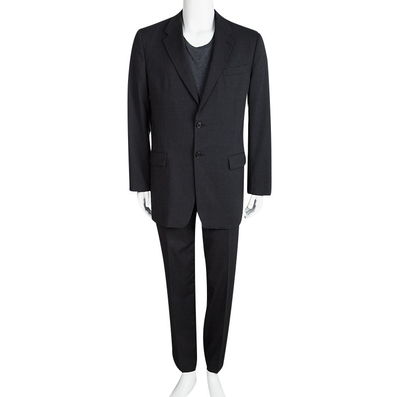 Prada Grey Wool Striped Regular Fit Suit XXL Prada | TLC