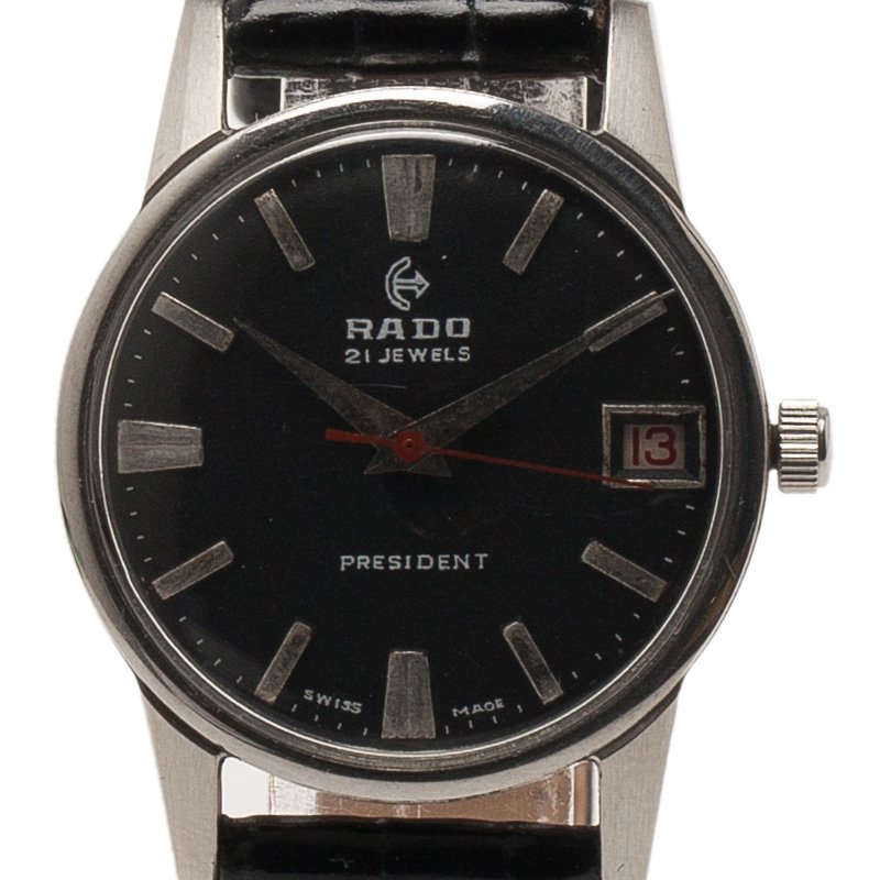 Rado Black Stainless Steel President Men's Wristwatch 30MM