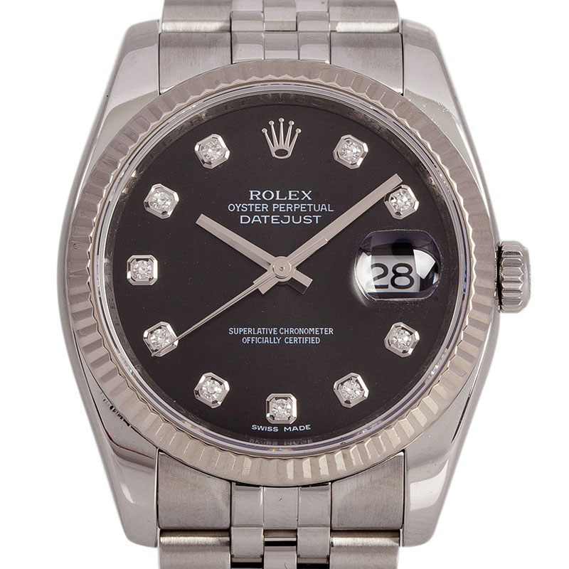 Rolex Black Stainless Steel Datejust Men's Wristwatch 36MM Rolex | The ...
