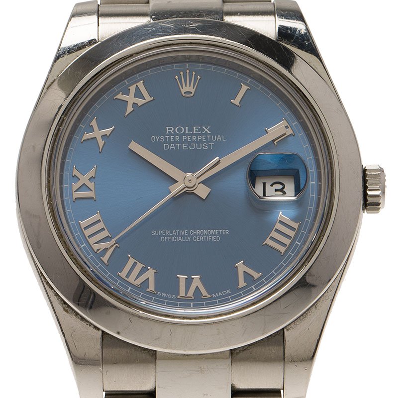 Pre Owned Rolex Black Stainless Steel Datejust Men's Wristwatch 41MM