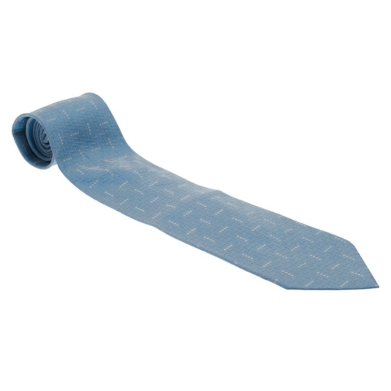 Pre Owned Saint Laurent Paris Light Blue Silk Tie