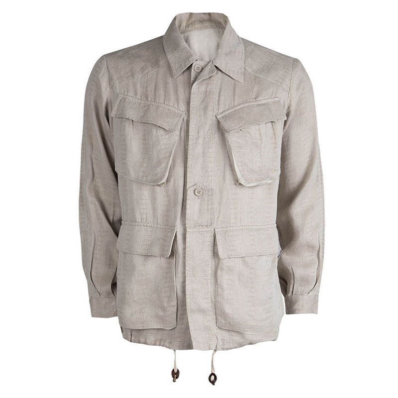 Saint Laurent Paris Khaki Linen Utility Jacket M