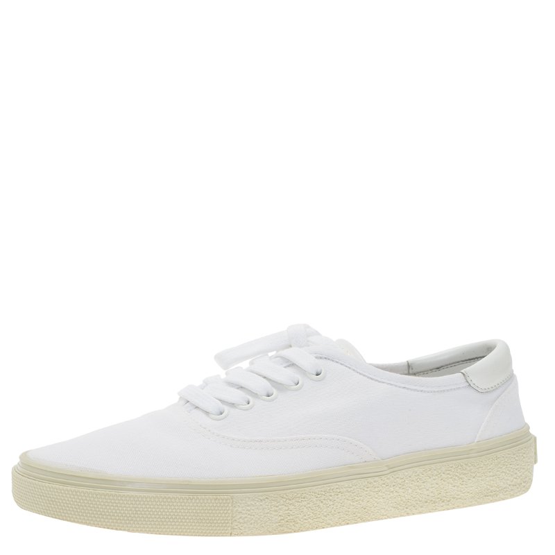 Pre Owned حذاء رياضي سان لوران باريس كانفاس أبيض مقاس 40