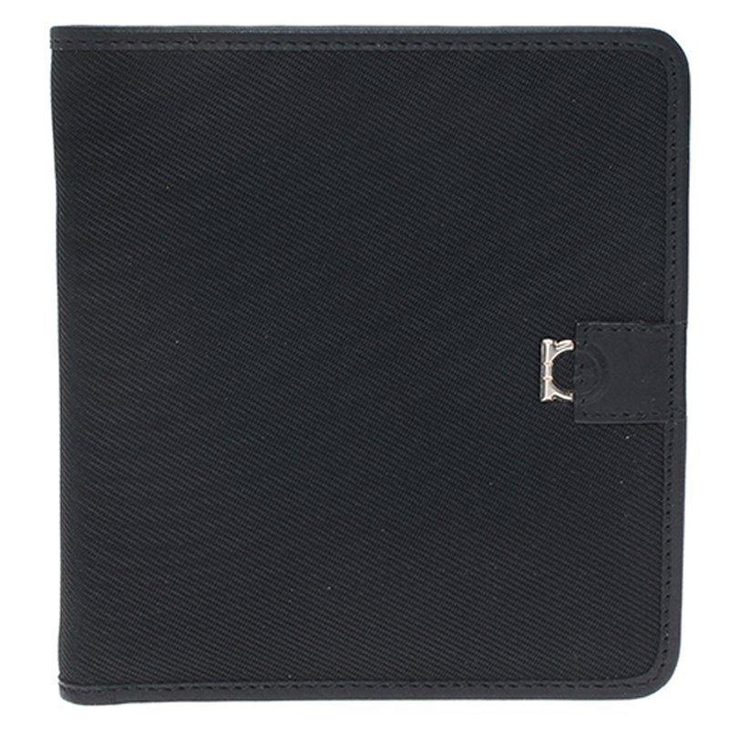 Salvatore Ferragamo Black Canvas Bi-Fold Wallet