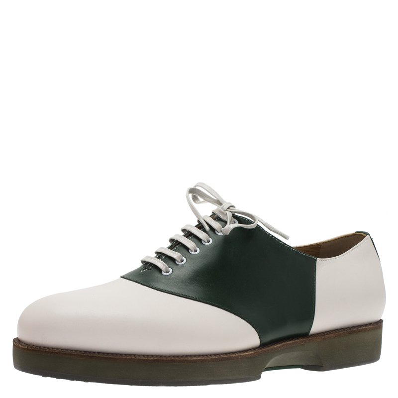 مملوكة مسبقًا حذاء أوكسفورد سلفاتورى فيراغامو ريكي جلد ثنائى اللون مقاس 44