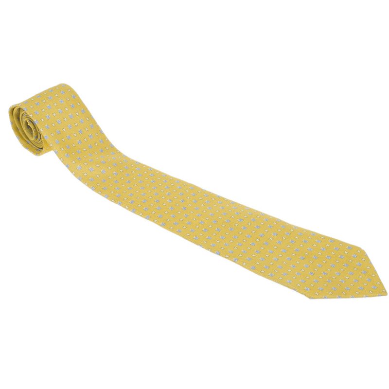 Salvatore Ferragamo Yellow Silk Printed Tie 