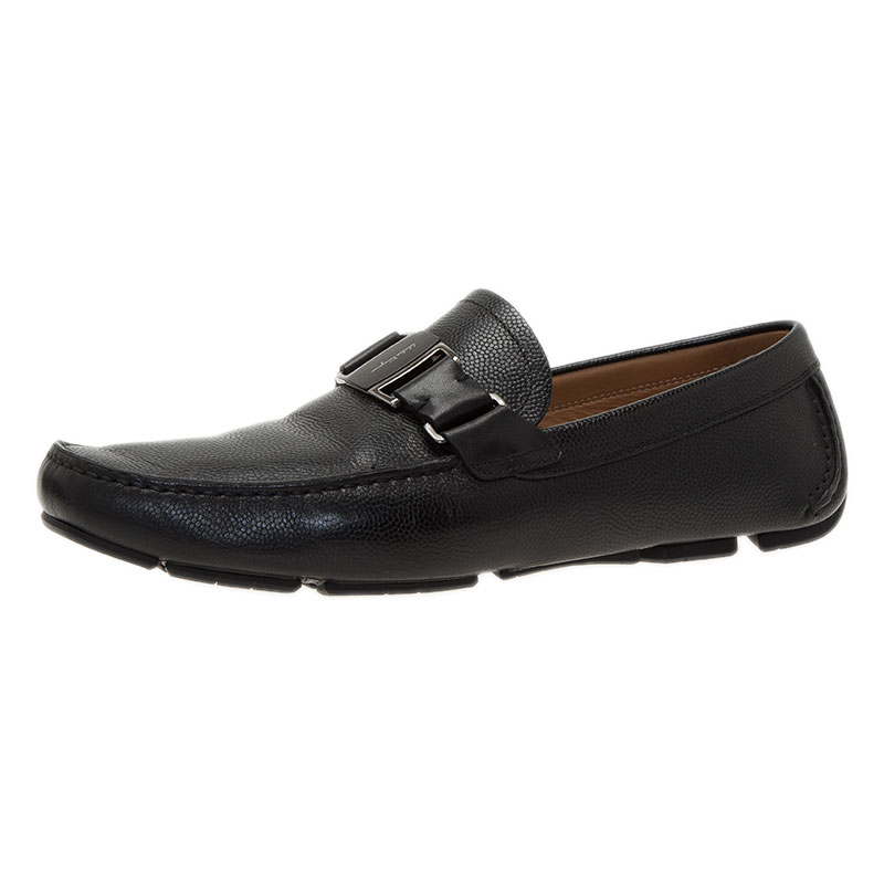 Pre Owned Salvatore Ferragamo Black Leather Sardegna Loafers Size 43