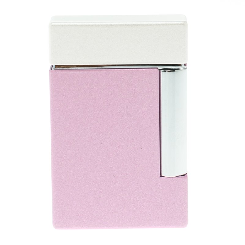 Pre Owned S.T. Dupont Pink Lacquer Stainless Steel Classic Lighter