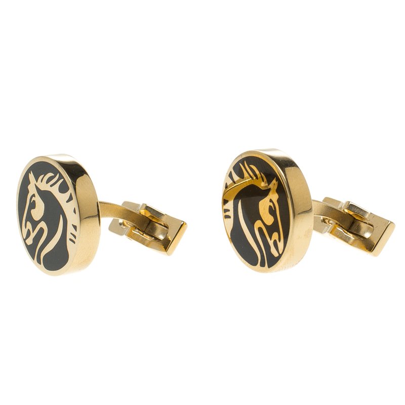 S.T. Dupont black lacquer and silver cufflinks – Luxury cufflinks