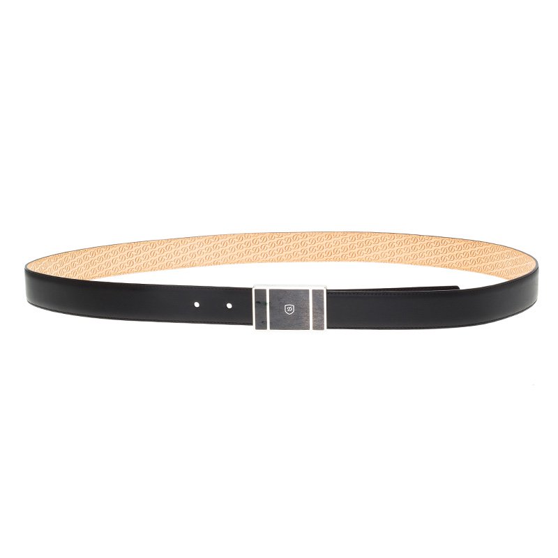 Pre Owned S.T. Dupont Black Leather Natural Lacquer and Palladium Line D Heritage Belt 110 CM