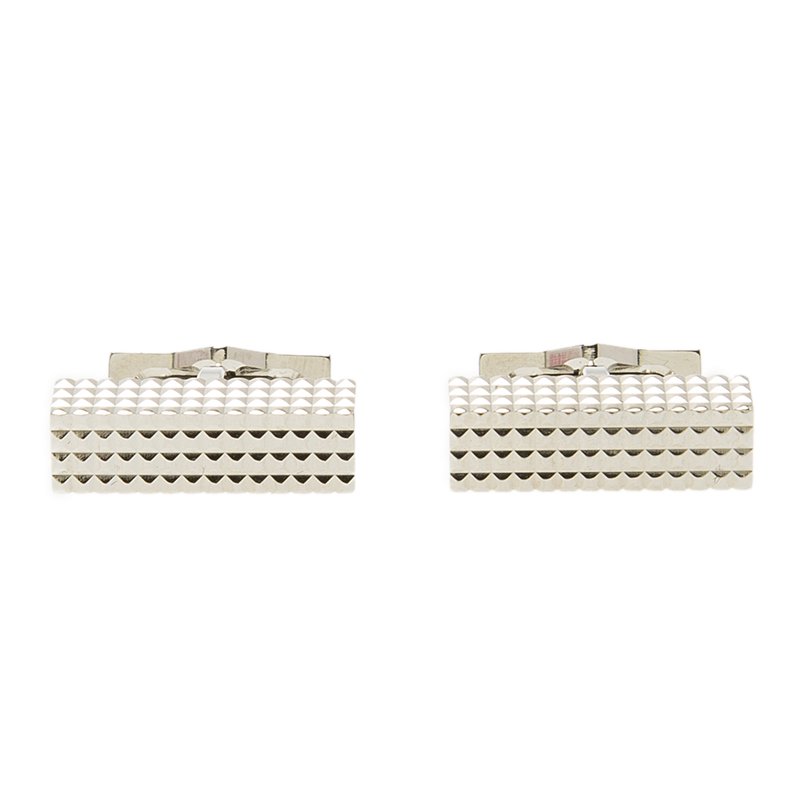 S.T. Dupont Square Diamond Head Collection Rectangular Palladium Plated Men's Cufflinks