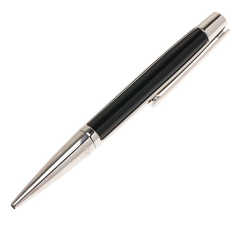 Pre Owned S.T. Dupont Silver and Black Palladium Finish Classic Ballpoint Pen