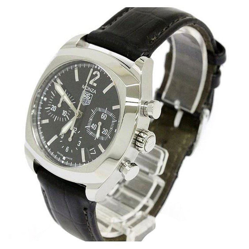 Tag Heuer Black Stainless Steel Monza Men's Wristwatch 38MM