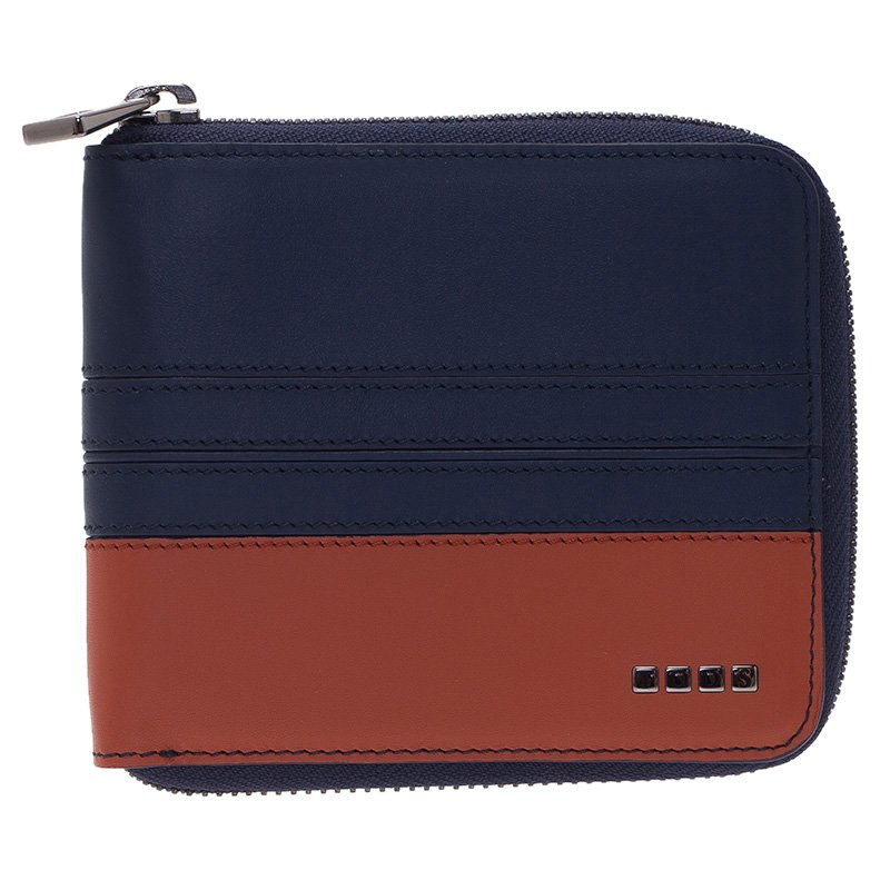Tod's Two Tone Leather Zip-Around Compact Wallet 