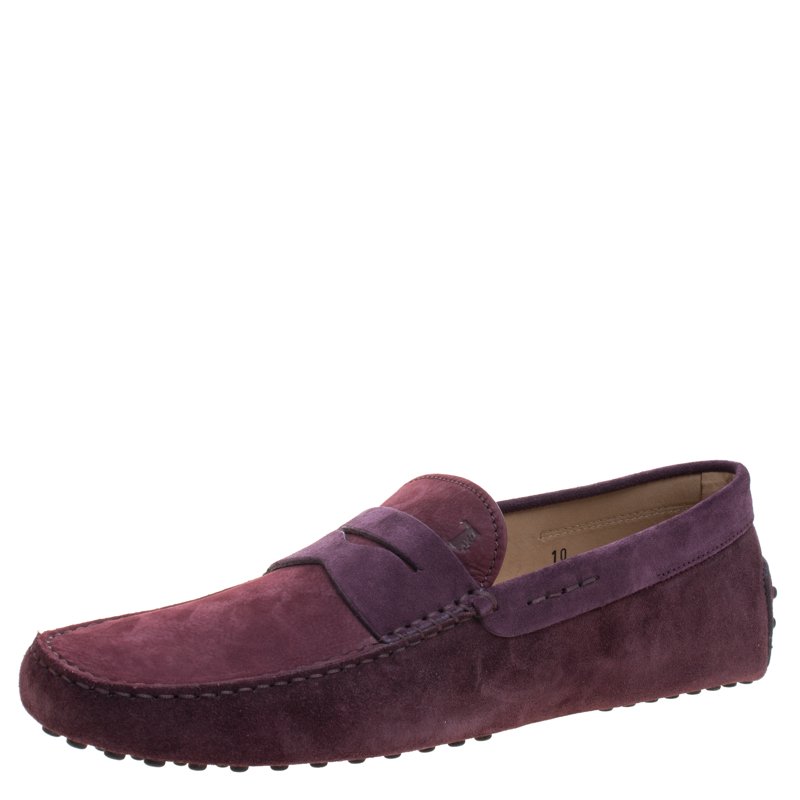 Pre Owned Tod's Purple Suede Penny Loafers Size 44.5