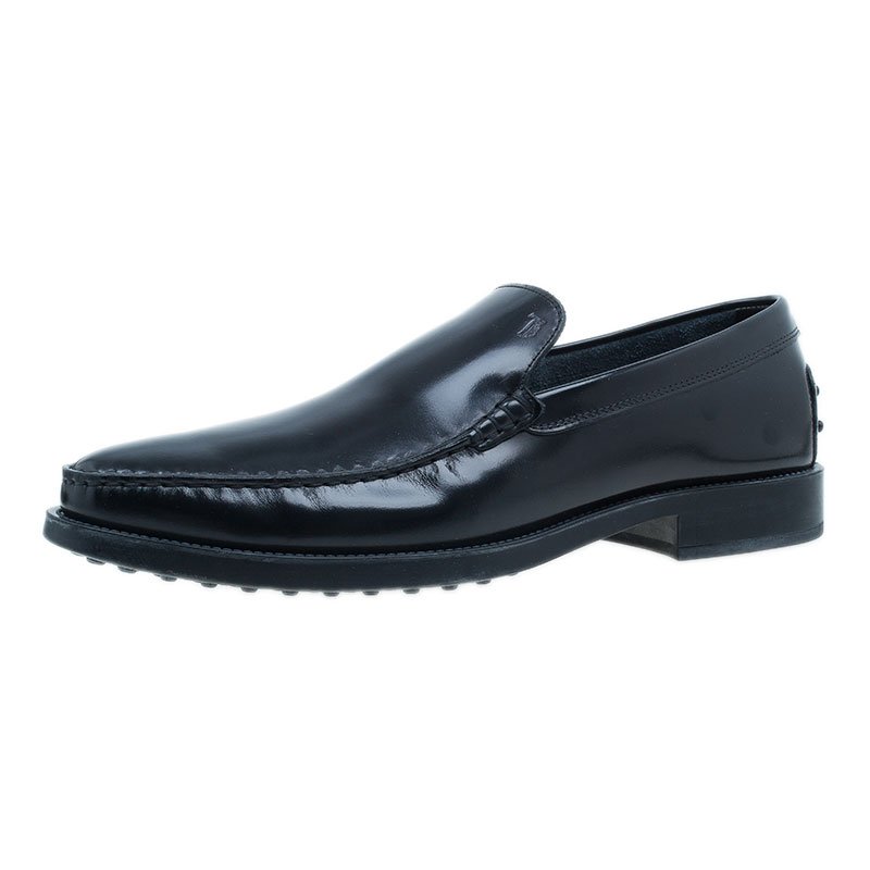 Tod's Black Leather Loafers Size 45