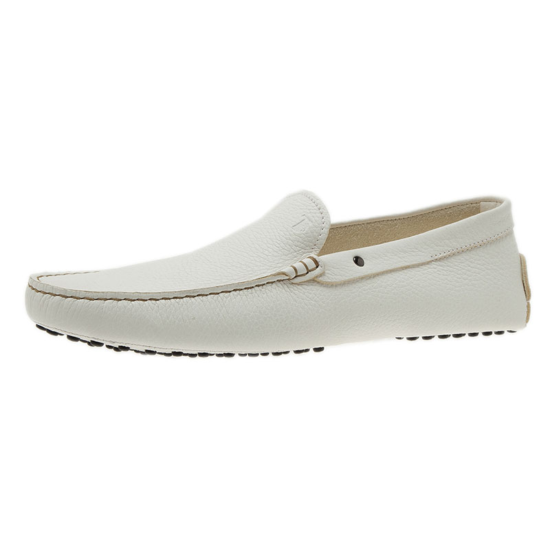 Pre Owned Tod's White Leather Loafers Size 44