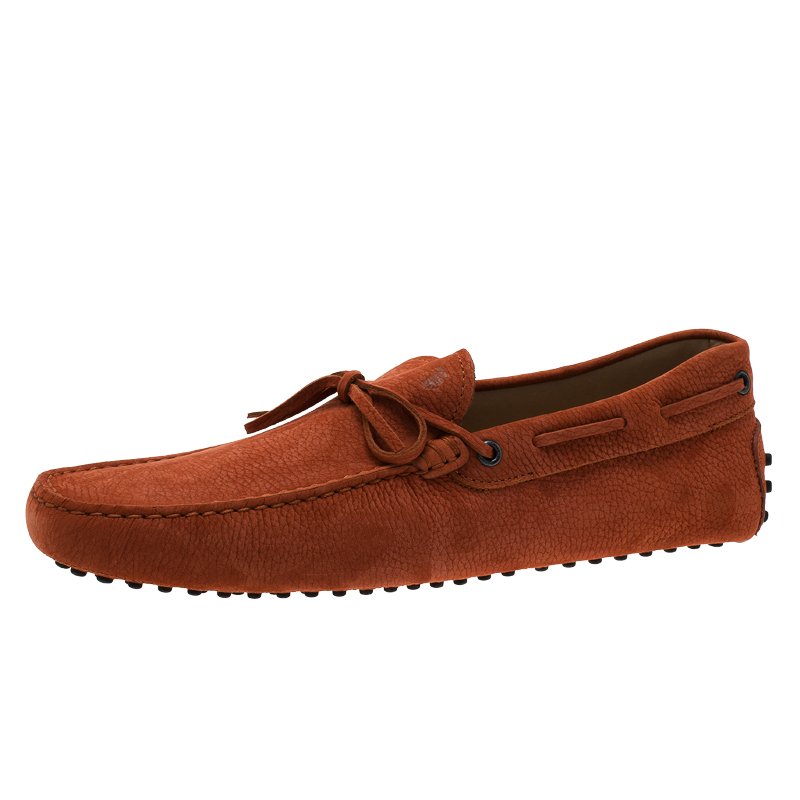 مملوكة مسبقًا Tod's Brick Red Leather Bow Loafers Size 44.5