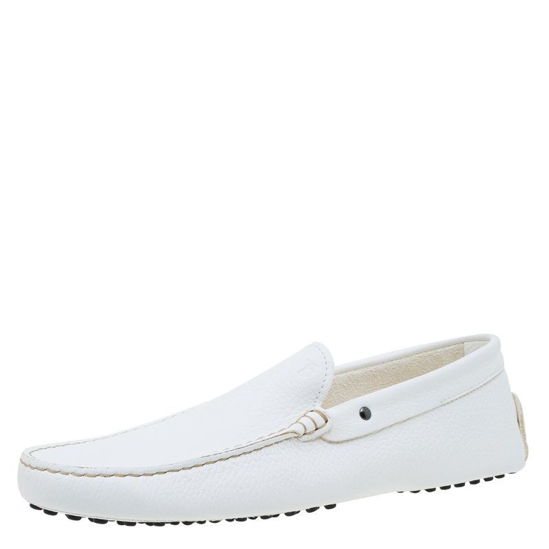 Pre Owned حذاء لوفرز تودز جلد أبيض مقاس 44