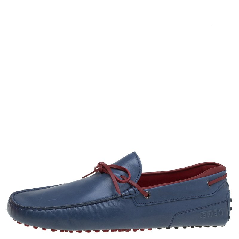 حذاء لوفرز تودز فور فيراري فيونكة جلد أحمر وأزرق مقاس 45.5