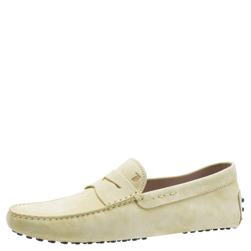 Pre Owned Tod's Yellow Suede Penny Loafers Size 44