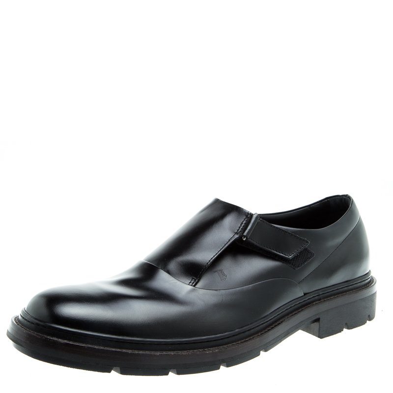 Pre Owned Tod's Black Leather Monk Strap Shoes Size 44.5