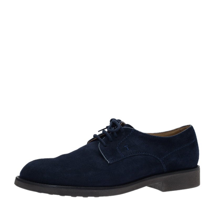 Tod's Navy Blue Suede Lace Up Oxfords Size 44