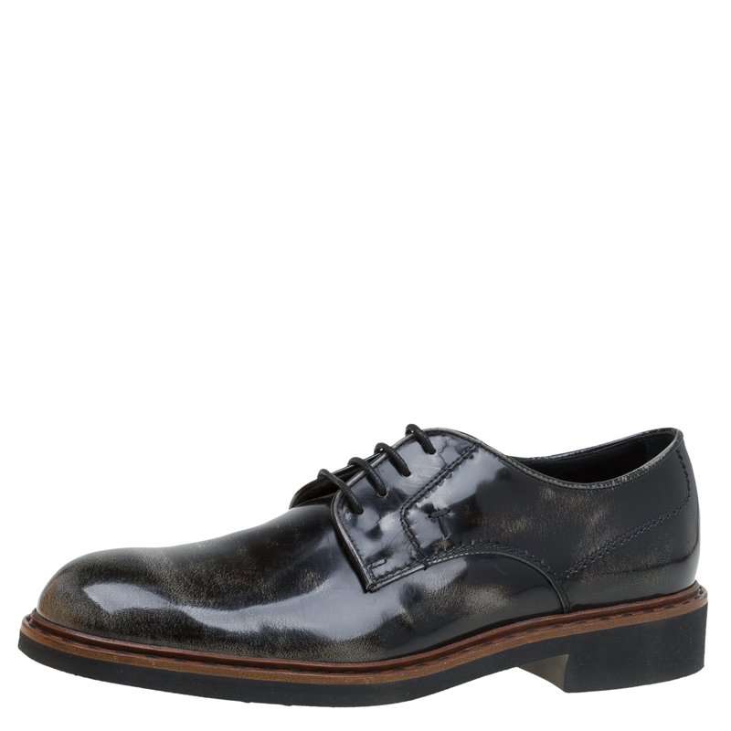 Pre Owned Tod's Black Leather Lace Up Derby Size 42.5