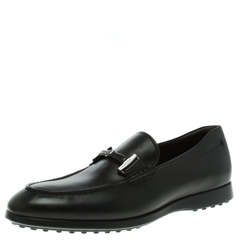 مملوكة مسبقًا Tod's Black Leather Buckle Loafers Size 41.5