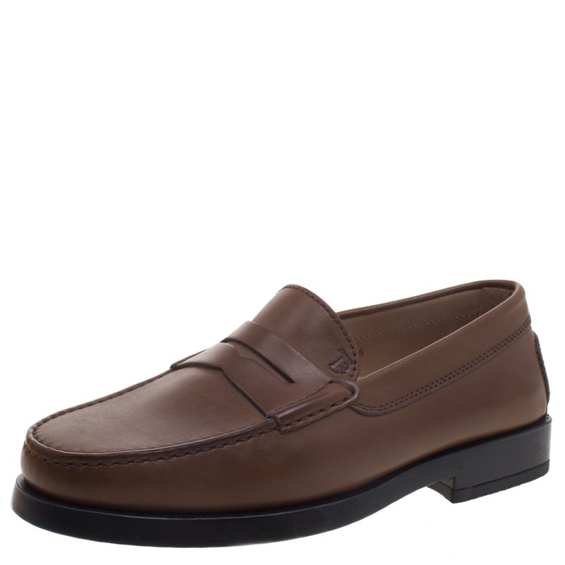 Pre Owned Tod's Brown Leather Penny Loafers Size 39.5