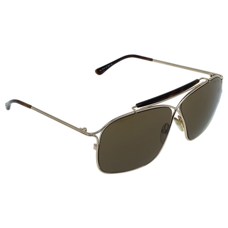 Pre Owned Tom Ford Gold and Tortoise Detail Felix Aviators