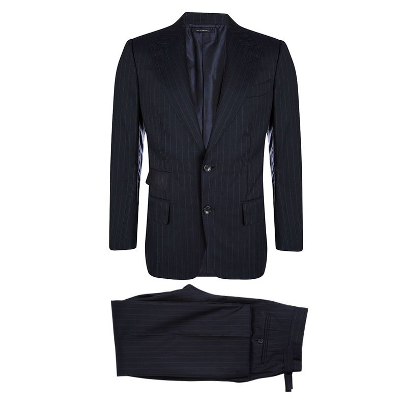 Tom Ford Navy Blue Striped Regular Fit Wool Suit M Tom Ford | TLC