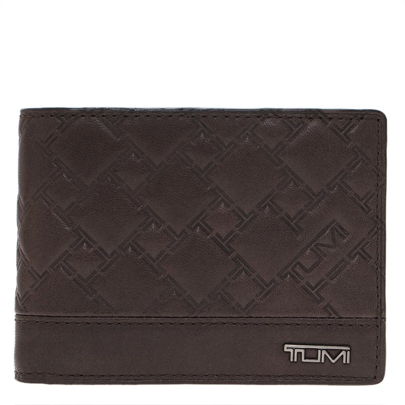 Pre Owned Tumi Brown Logo Bifold Wallet