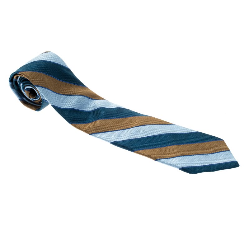 Pre Owned  ربطة عنق فالنتينو حرير مغزول مخططة متعددة الألوان تقليدية