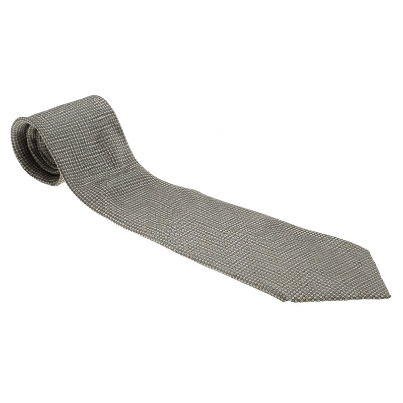 Pre Owned Valentino Grey Polka Dot Silk Tie