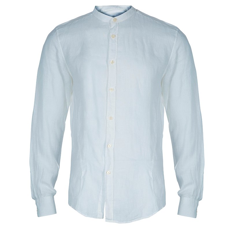 Pre Owned Z Zegna Men's White Linen Shirt XL