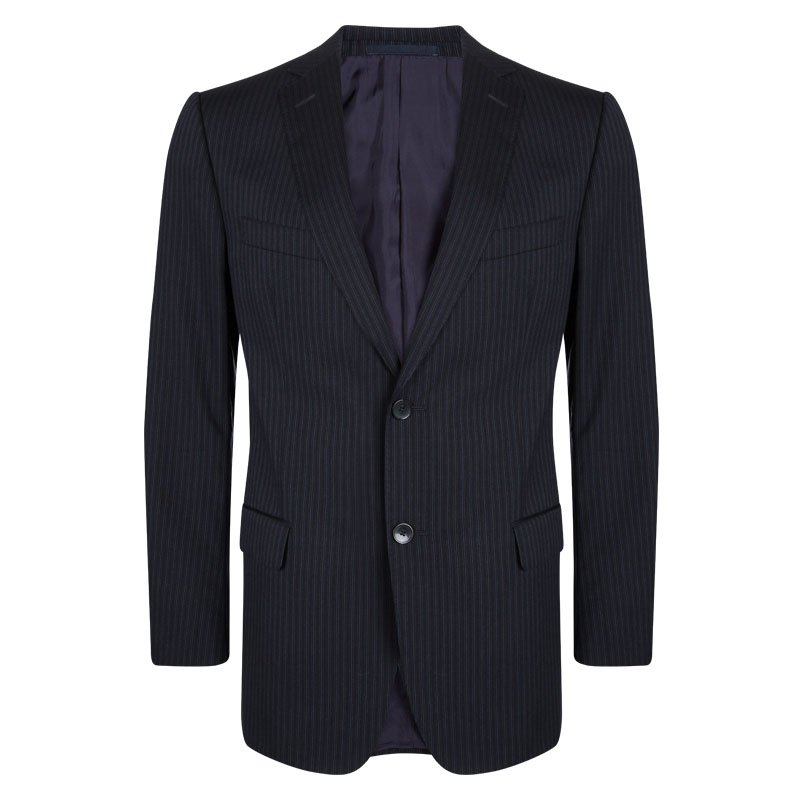 Z Zegna Navy Blue Striped Regular Fit Blazer L