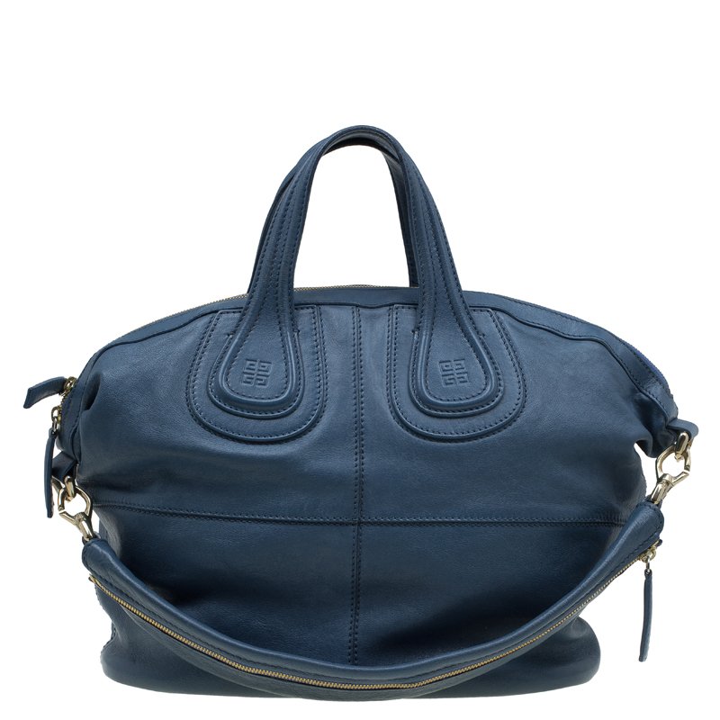 Pre Owned Givenchy Blue Leather Medium Nightingale Tote